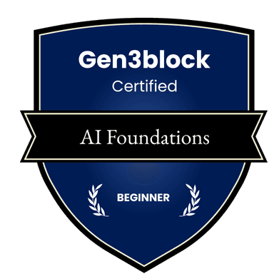 GEN3BLOCK Certified AI Foundations digital badge, Beginner level