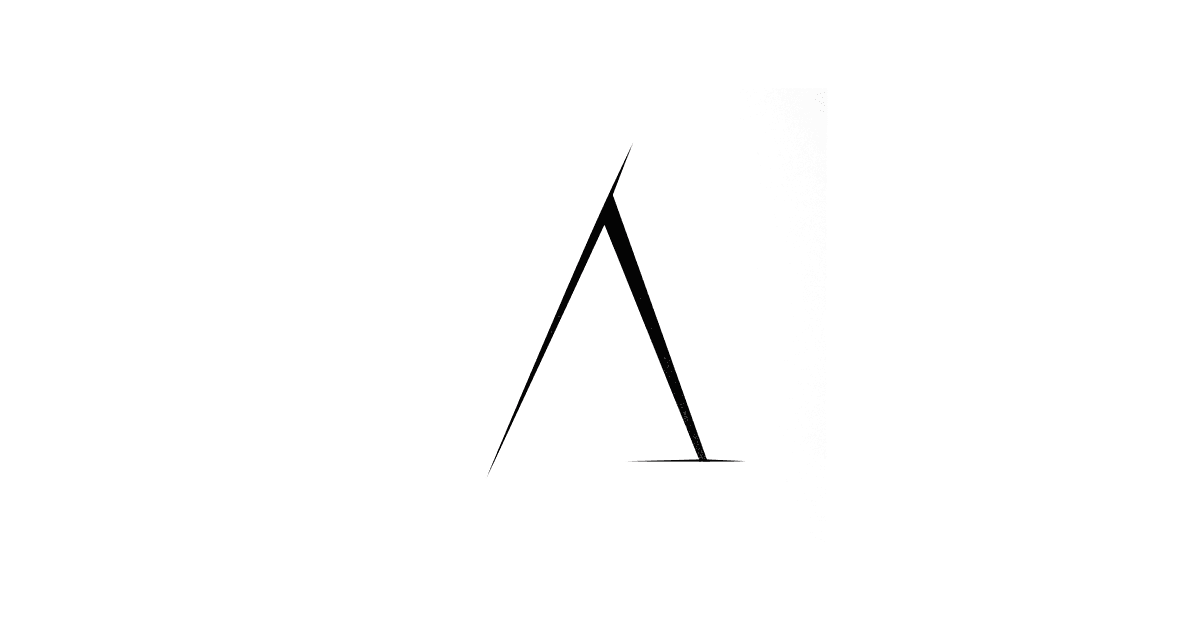 A tall narrow letter A drawn in two strokes, its right leg resting on a thin ground line